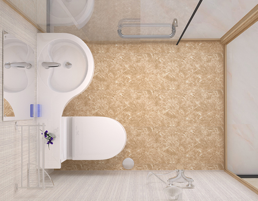 Modulares Hotelbadezimmer mit Innenwandpaneelen aus PEC-Harzfaser und Außenwänden aus Glas