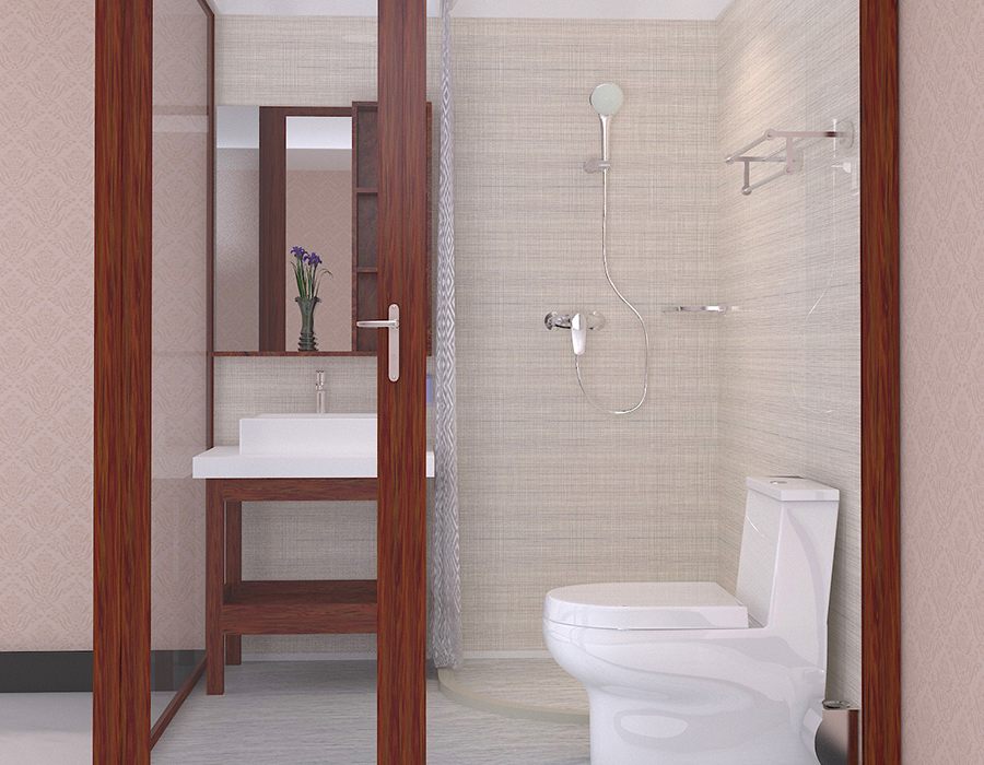 Modulares Apartment-Badezimmer aus PEC-Harzfaser und RTM-Basis mit Glaswänden